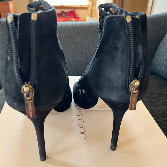 Jimmy Choo Black Suede Drift Cutout Booties - Picture 3 of 9